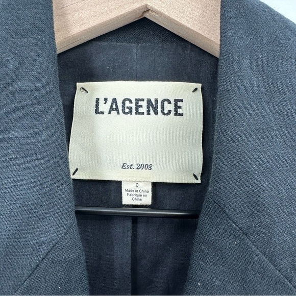 L’AGENCE Scout Cotton-Linen Blazer Solid Black Single Button Lined Size 0 - Picture 13 of 15